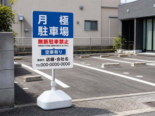 月極駐車場に設置した空車あり表示付きスタンド看板のイメージ