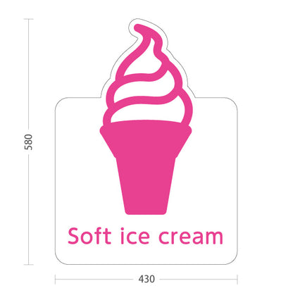 スタンド看板 ノーマルタイプ Soft ice cream ソフトクリーム ピンク 英語デザイン ポップでかわいい看板 カフェ 屋台 スイーツショップ向け 屋外使用可 S-10129-4