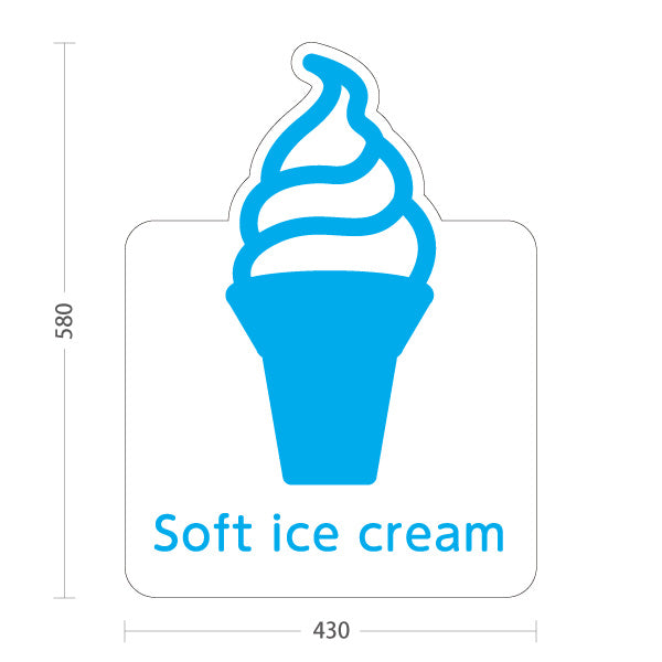 スタンド看板 ノーマルタイプ Soft ice cream ソフトクリーム ブルー 英語ロゴデザイン 爽やかカラー カフェ 屋台 スイーツ店向け 屋外使用可 S-10129-5