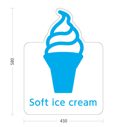 スタンド看板 ノーマルタイプ Soft ice cream ソフトクリーム ブルー 英語ロゴデザイン 爽やかカラー カフェ 屋台 スイーツ店向け 屋外使用可 S-10129-5