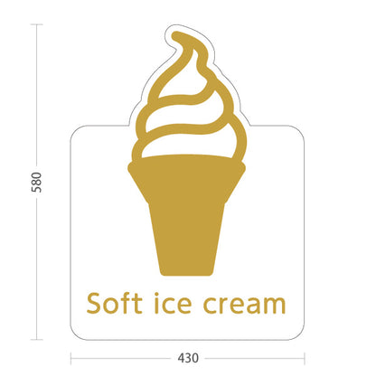 スタンド看板 ノーマルタイプ Soft ice cream ソフトクリーム ゴールド風 英語ロゴデザイン 高級感のあるデザイン カフェ 屋台 イベント向け 屋外使用可 S-10129-6