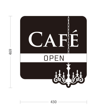 スタンド看板 ノーマルタイプ カフェ(CAFE・COFFEE) シャンデリアデザイン ブラック OPEN 店舗前向け アルミパネル製 片面・両面選択可 屋外使用可 S-10156-12