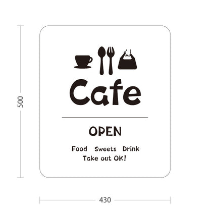 スタンド看板 ノーマルタイプ カフェ(CAFE・COFFEE) ホワイトデザイン OPEN テイクアウト可 店舗前向け アルミパネル製 片面・両面選択可 屋外使用可 S-10156-17