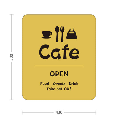 スタンド看板 ノーマルタイプ カフェ(CAFE・COFFEE) イエローデザイン OPEN テイクアウト可 店舗前向け アルミパネル製 片面・両面選択可 屋外使用可 S-10156-19