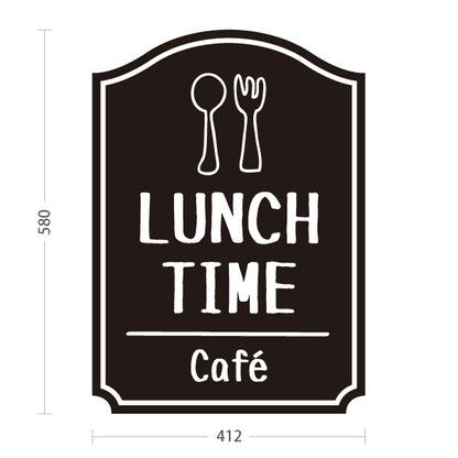 スタンド看板 ノーマルタイプ ランチタイム(LUNCH TIME) カフェ ブラックデザイン 店舗前向け アルミパネル製 片面・両面選択可 屋外使用可 S-10156-1