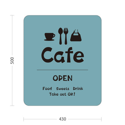 スタンド看板 ノーマルタイプ カフェ(CAFE・COFFEE) ブルーグレーデザイン OPEN テイクアウト可 店舗前向け アルミパネル製 片面・両面選択可 屋外使用可 S-10156-20