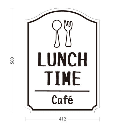 スタンド看板 ノーマルタイプ ランチタイム(LUNCH TIME) カフェ ホワイトデザイン 店舗前向け アルミパネル製 片面・両面選択可 屋外使用可 S-10156-2