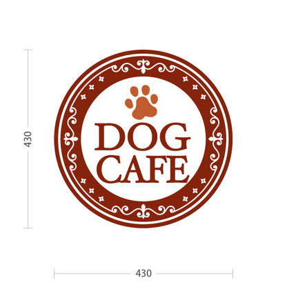 スタンド看板 ノーマルタイプ ドッグカフェ(DOG CAFE) 円形ブラウンデザイン 店舗前向け アルミパネル製 片面・両面選択可 屋外使用可 S-10156-5