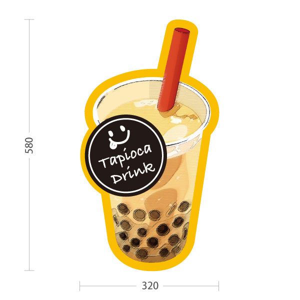 スタンド看板 ノーマルタイプ タピオカドリンク(Tapioca drink) トロピカル風味 明るい印象 黄色デザイン カフェ・キッチンカー・イベント向け 屋外使用可 S-10159-12