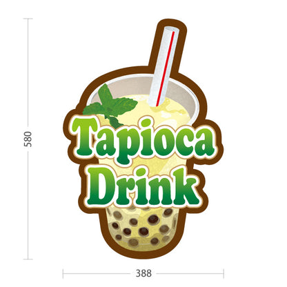 スタンド看板 ノーマルタイプ タピオカドリンク(Tapioca drink) モチモチ食感 人気の定番スイーツ 緑デザイン カフェ・屋台・イベント向け 屋外使用可 S-10159-7