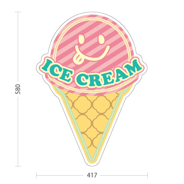 スタンド看板 ノーマルタイプ アイスクリーム（アイス・Icecream) オシャレ かわいい看板 ピンク スイーツ店向け 屋外使用可 S-10180-1