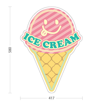 スタンド看板 ノーマルタイプ アイスクリーム（アイス・Icecream) オシャレ かわいい看板 ピンク スイーツ店向け 屋外使用可 S-10180-1