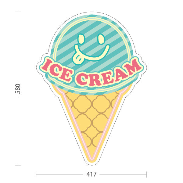 スタンド看板 ノーマルタイプ アイスクリーム（アイス・Icecream) オシャレ かわいい看板 ブルー スイーツ店向け 屋外使用可 S-10180-2
