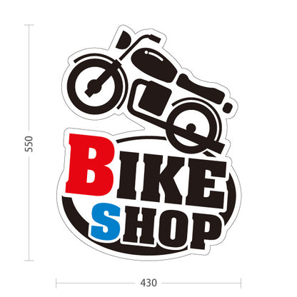 スタンド看板 ノーマルタイプ IKE SHOP バイクショップ オートバイ 店舗案内 バイク販売店・二輪車専門店向け バイク型と太い英字のポップデザイン 屋外使用可 S-10277-1
