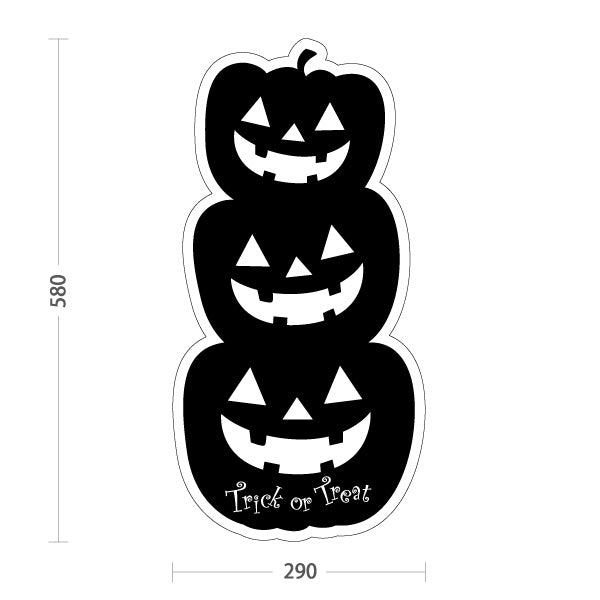 スタンド看板 ノーマルタイプ ハロウィン ジャックオーランタン 3段フェイス Trick or Treat シルエットデザイン 店舗前・イベント装飾向け 屋外使用可 S-10518-3