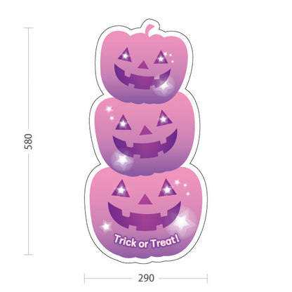 スタンド看板 ノーマルタイプ ハロウィン ジャックオーランタン 3段フェイス きらめき表現入り ピンクデザイン 店舗前・イベント装飾向け 屋外使用可 S-10518-9