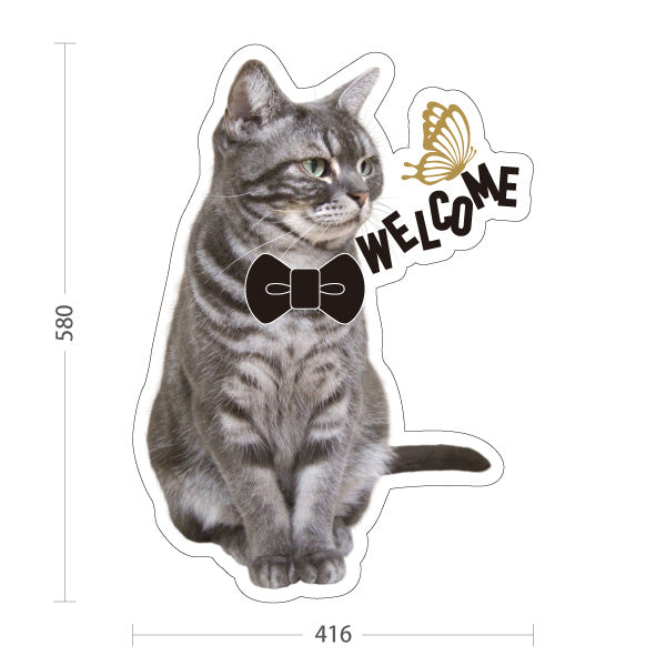スタンド看板 ノーマルタイプ 猫 ねこ ウェルカム 可愛い 来店案内 店舗入口・受付向け 屋外使用可 S-1091-7