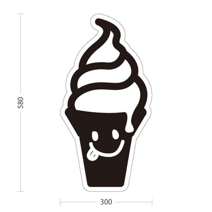 スタンド看板 ノーマルタイプ ソフトクリーム モノクロデザイン キッチンカー・カフェ店舗前PR向け 屋外使用可 S-10910-4