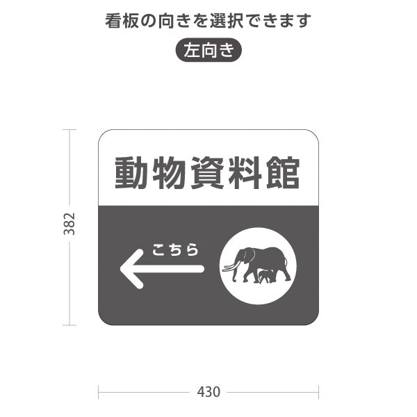 スタンド看板 ノーマルタイプ 動物資料館 自然公園 動物園 右向き 左向き 屋外使用可 S-10915-129