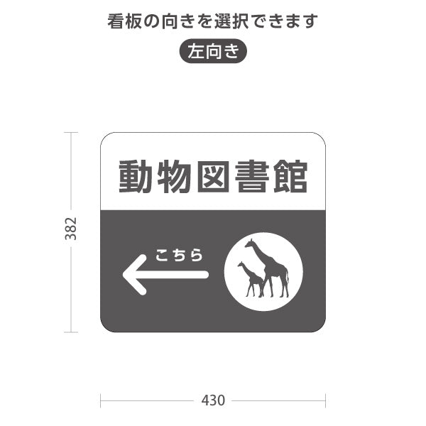 スタンド看板 ノーマルタイプ 動物図書館 自然公園 動物園 右向き 左向き 屋外使用可 S-10915-132