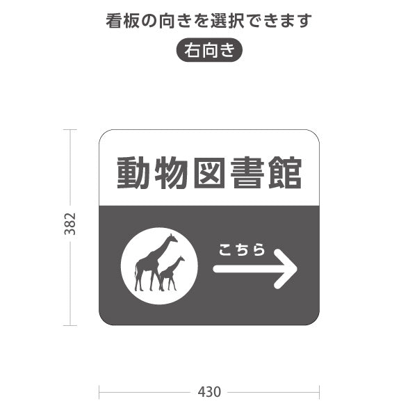スタンド看板 ノーマルタイプ 動物図書館 自然公園 動物園 右向き 左向き 屋外使用可 S-10915-132