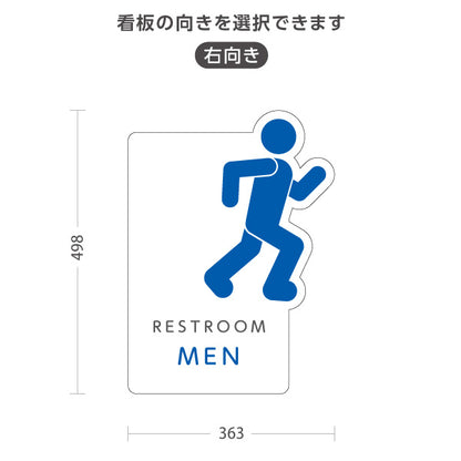 スタンド看板 ノーマルタイプ 男子トイレ ピクト ユニークなデザイン 施設案内 トイレ案内 お手洗い 白 右向き 左向き 屋外使用可 S-10915-8