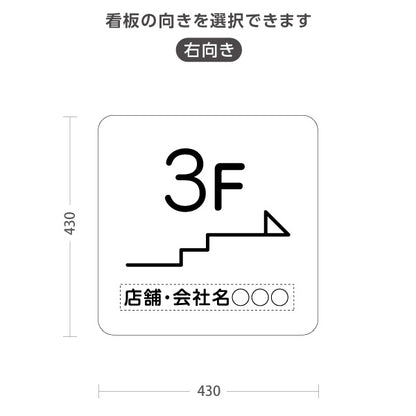 スタンド看板 ノーマルタイプ 3階 店舗誘導 3F 案内 オフィス 事務所 病院 商業施設 飲食店 クリニック サロン向け シンプル 白 右向き 左向き 名入れ無料 セミオーダー商品 屋外使用可 S-10925-17