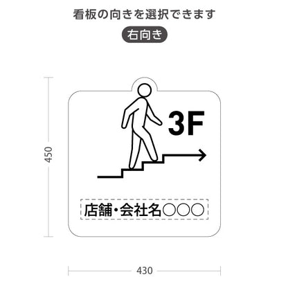 スタンド看板 ノーマルタイプ 3階 店舗誘導 3F 案内 オフィス 事務所 病院 商業施設 飲食店 クリニック サロン向け ユニーク 白 右向き 左向き 名入れ無料 セミオーダー商品 屋外使用可 S-10925-31