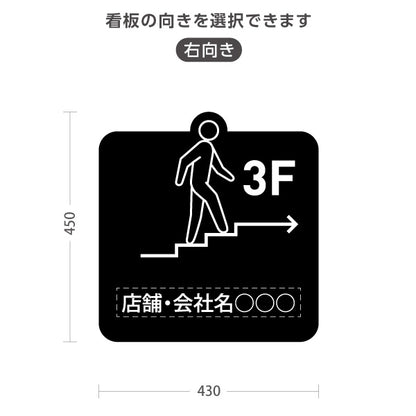 スタンド看板 ノーマルタイプ 3階 店舗誘導 3F 案内 オフィス 事務所 病院 商業施設 飲食店 クリニック サロン向け ユニーク 黒 右向き 左向き 名入れ無料 セミオーダー商品 屋外使用可 S-10925-32