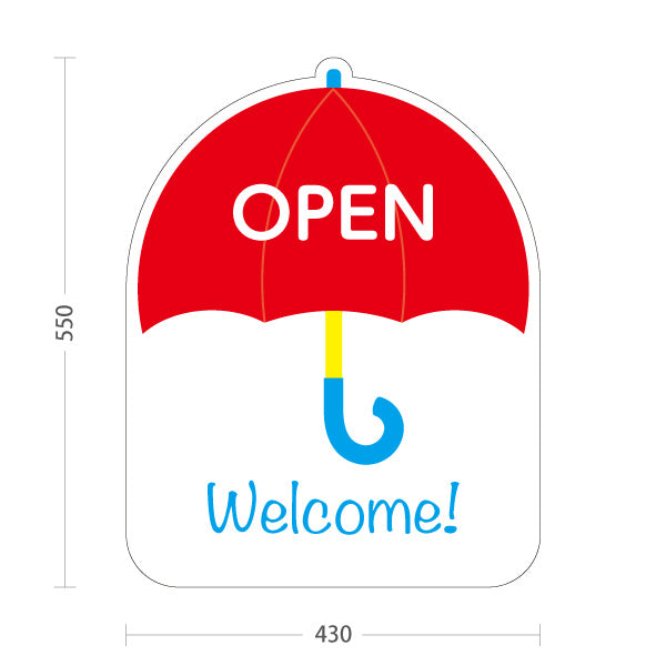 スタンド看板 ノーマルタイプ オープン OPEN ウェルカム 傘デザイン 可愛い 店舗営業 店舗入口向け ユニークなデザイン 屋外使用可 S-1099-9