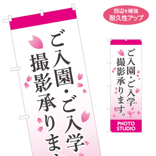 のぼり旗 ご入園ご入学 撮影承ります 桜デザイン 写真館・フォトスタジオ向け 名入れ無料 S-1245-8