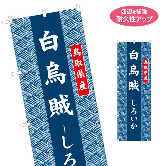 のぼり旗 白烏賊（しろいか） 鳥取県産 和柄伝統デザイン 海鮮・物産展PR向け 名入れ無料 S-1433-30