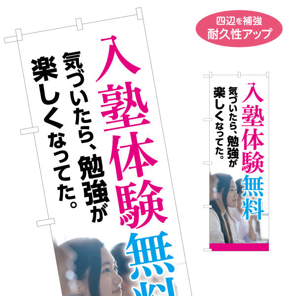 のぼり旗 入塾体験無料 学習塾 個別対応 個人塾 新規開講 生徒募集PR向け 名入れ無料 S-171-131