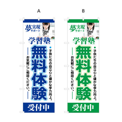 のぼり旗 学習塾 無料体験 個人塾 新規開講 生徒募集PR向け 選べるカラー 名入れ無料 S-171-25