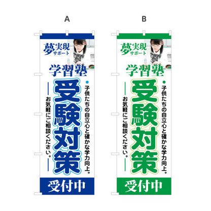 のぼり旗 受験対策 学習塾  個人塾 新規開講 生徒募集PR向け 選べるカラー 名入れ無料 S-171-29