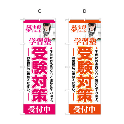 のぼり旗 受験対策 学習塾  個人塾 新規開講 生徒募集PR向け 選べるカラー 名入れ無料 S-171-29