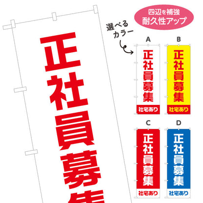 のぼり旗 正社員募集 社宅ありアピールタイプ 人材募集・店舗前PR向け 選べるカラー 名入れ無料 S-192-41