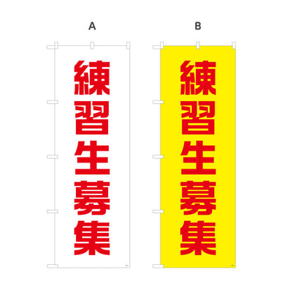 のぼり旗 練習生募集 大きな文字で見やすい縦書きデザイン 人材募集・店舗前PR向け 選べるカラー 名入れ無料 S-192-49