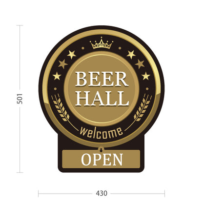 スタンド看板 表示切替プレート付タイプ ビアホール(ビール・BEER) クラシックデザイン OPEN CLOSED 高級感ある王冠モチーフ 夜営業 店舗入口向け 屋外使用可 S-30127-9