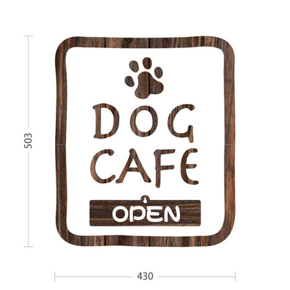 スタンド看板 表示切替プレート付タイプ ドッグカフェ(DOG CAFE) 木目デザイン OPEN CLOSE 店舗前向け アルミパネル製 屋外使用可 S-30156-6