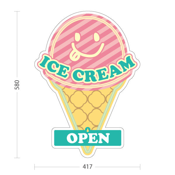 スタンド看板 表示切替プレート付タイプ アイスクリーム（アイス・Icecream) オシャレ かわいい看板 ピンク スイーツ店向け 屋外使用可 S-30180-1