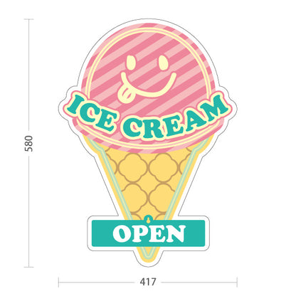 スタンド看板 表示切替プレート付タイプ アイスクリーム（アイス・Icecream) オシャレ かわいい看板 ピンク スイーツ店向け 屋外使用可 S-30180-1