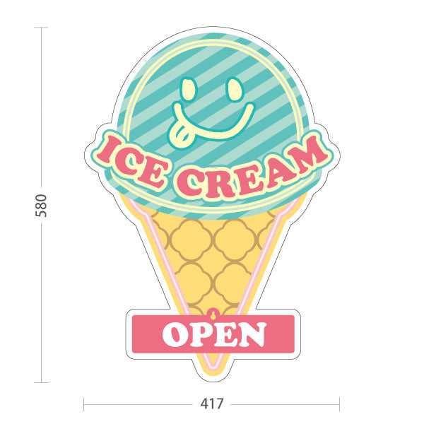 スタンド看板 表示切替プレート付タイプ アイスクリーム（アイス・Icecream) オシャレ かわいい看板 ブルー スイーツ店向け 屋外使用可 S-30180-2