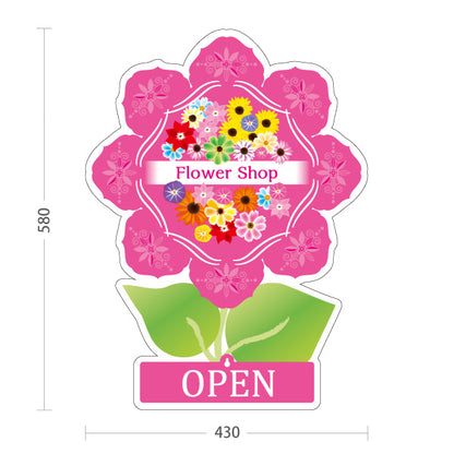 スタンド看板 表示切替プレート付タイプ フラワーショップ OPEN CLOSED 花柄フレームデザイン 花屋 店舗前PR向け 屋外使用可 S-30262-1