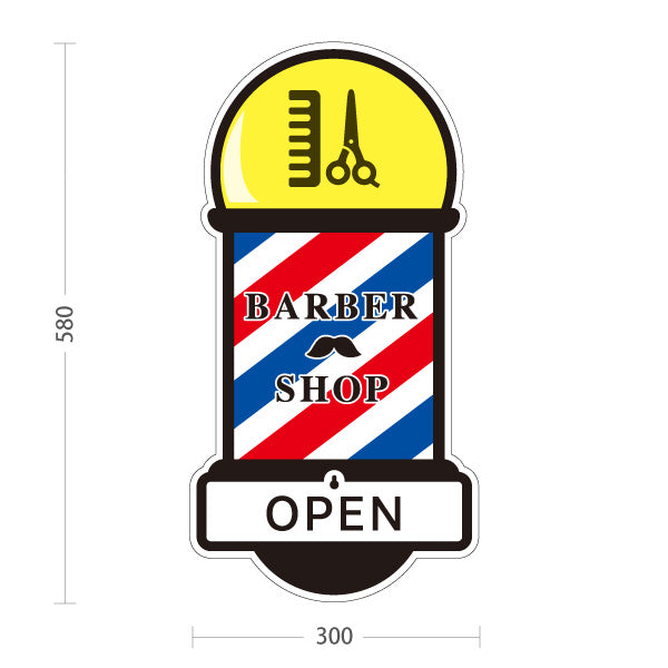 スタンド看板 表示切替プレート付タイプ BARBER SHOP サインポール型デザイン OPEN・CLOSED 理容室・バーバーショップPR向け 屋外使用可 S-3032-1