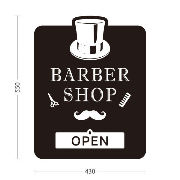 スタンド看板 表示切替プレート付タイプ BARBER SHOP 帽子＆ヒゲのモノクロデザイン OPEN・CLOSED 理容室・バーバーショップPR向け 屋外使用可 S-3032-3
