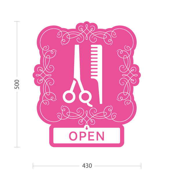 スタンド看板 表示切替プレート付タイプ 美容室 OPEN CLOSED クラシック額縁デザイン ピンク 店舗前PRに最適 屋外使用可 S-3033-4