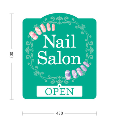 スタンド看板 表示切替プレート付タイプ Nail Salon グリーンエレガントデザイン OPEN・CLOSED切替 ネイルサロン向け 屋外使用可 S-30332-2