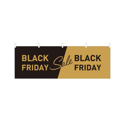 横断幕 Black Friday Sale ブラック×ゴールド風の斜め切替デザインで高級感ある販促 店舗前・集客PR向け テトロンポンジ ターポリン素材 S-495-40