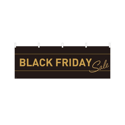 横断幕 Black Friday ブラック×ゴールド風のシンプル高級デザイン Black Friday販促向け 店舗前・集客PR向け テトロンポンジ ターポリン素材 S-495-41